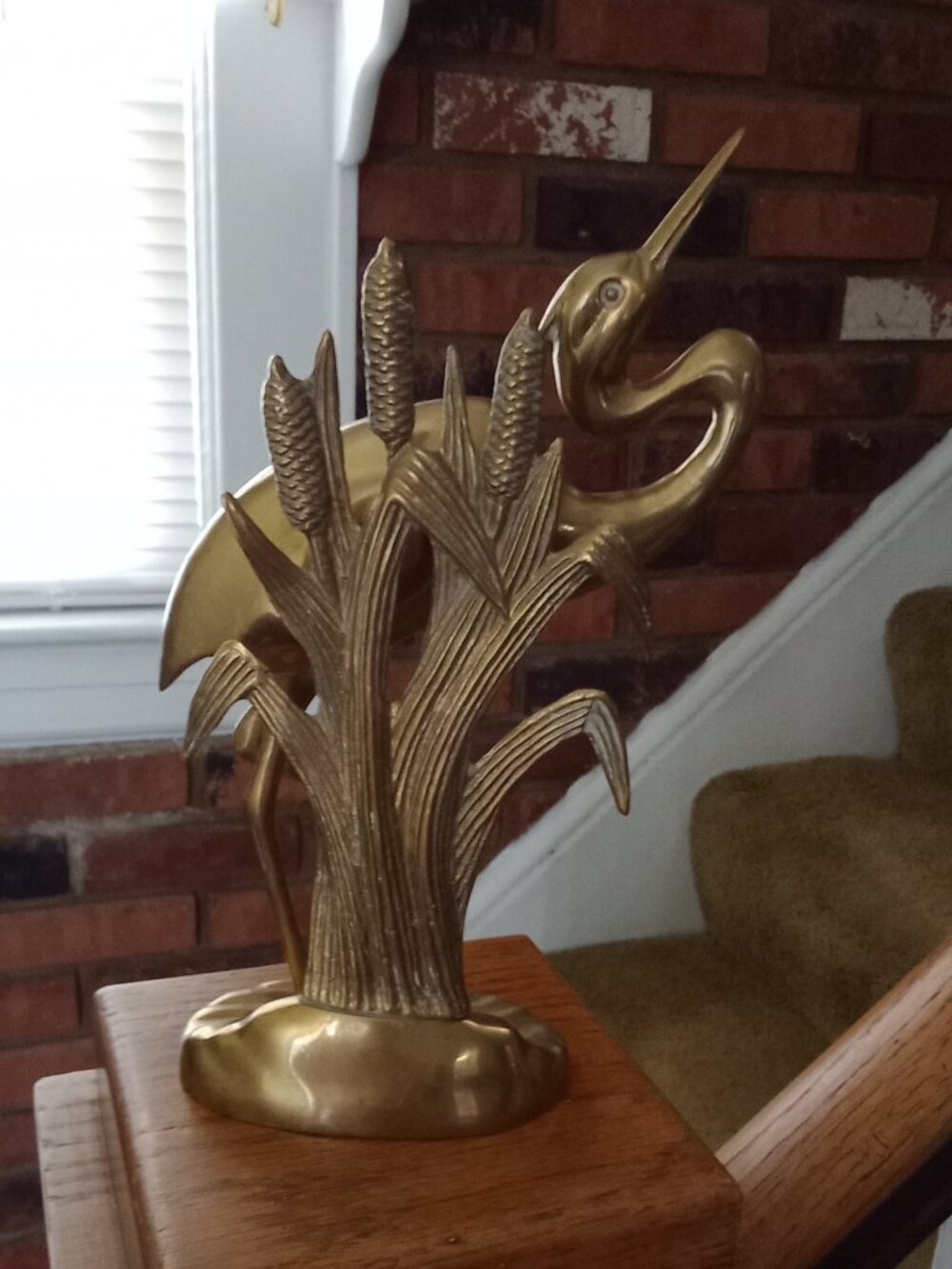 Brass Heron Sculpture - Picture 3 of 7